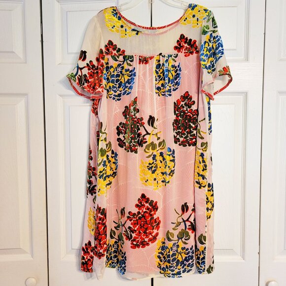 Anthropologie Maeve Flower Market Silk Velvet Swing Dress - Picture 2 of 8